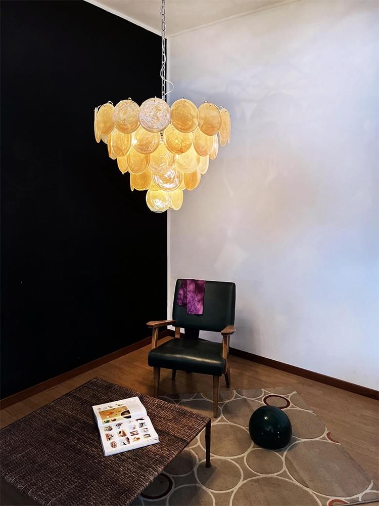 Yellow Glass Handmade Pendant Art Deco Hanging Light for Dining Room