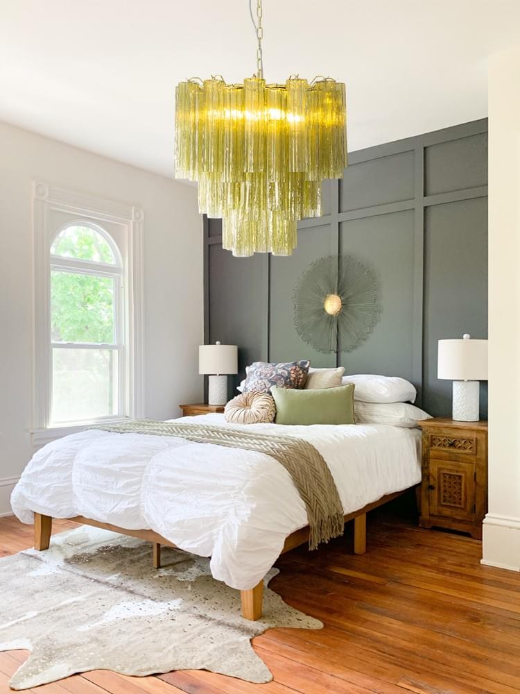 Hand-blown Murano 48 Glass Chandelier Crystal Tube Multi-Tier Ceiling Light with Adjustable Chain