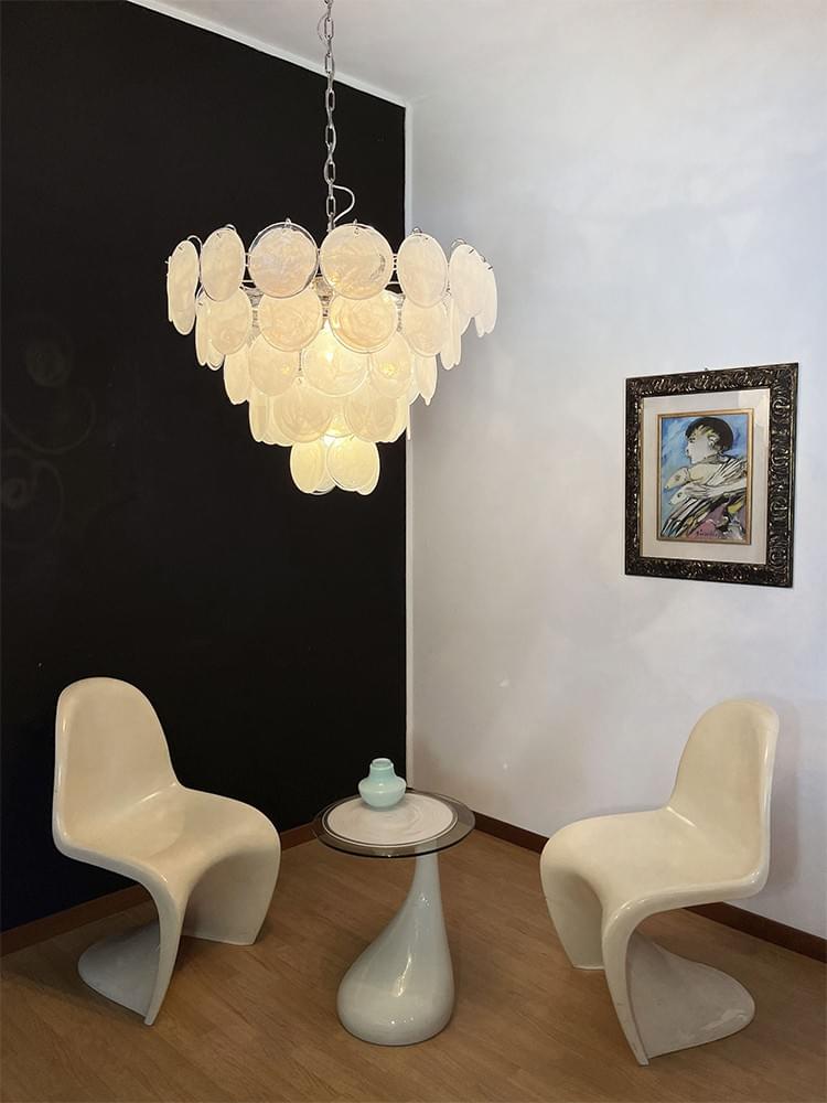 Mid-Century Modern Glass Chandelier Art Deco Hanging Lamp for Dining Room & Foyer