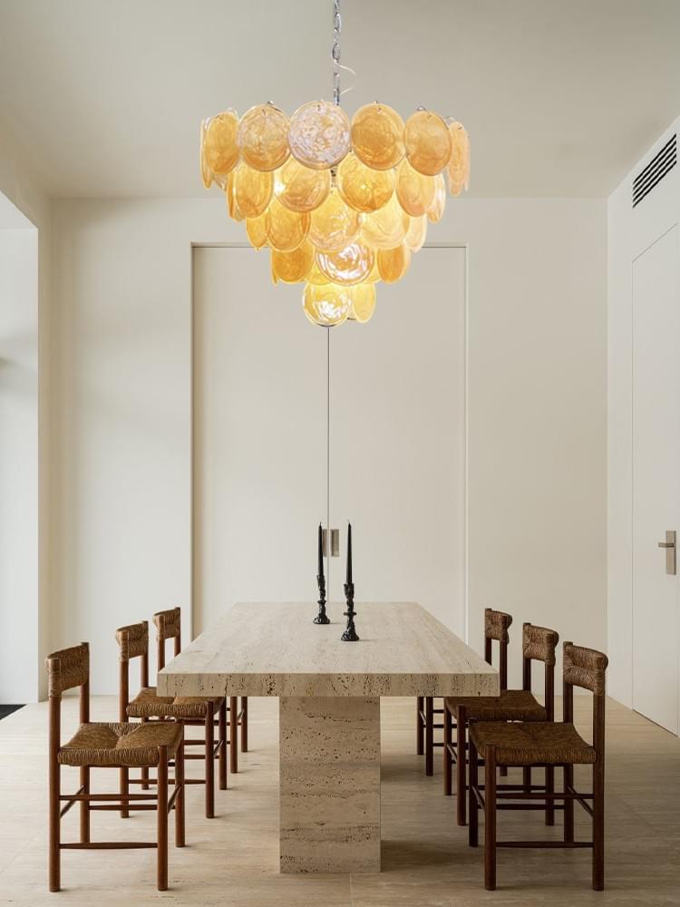 Yellow Glass Handmade Pendant Art Deco Hanging Light for Dining Room