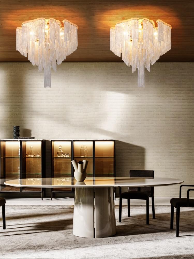 Modern Waterfall Ceiling Lamp in Nickel Gold Black Nickel for Dining Room