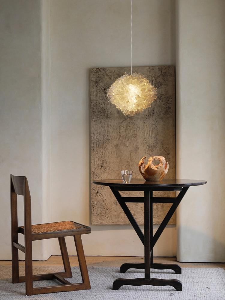 Unique Crystal Cluster Pendant Light-Adjustable Rod Hanging Pendant Light for Living Room & Bedroom