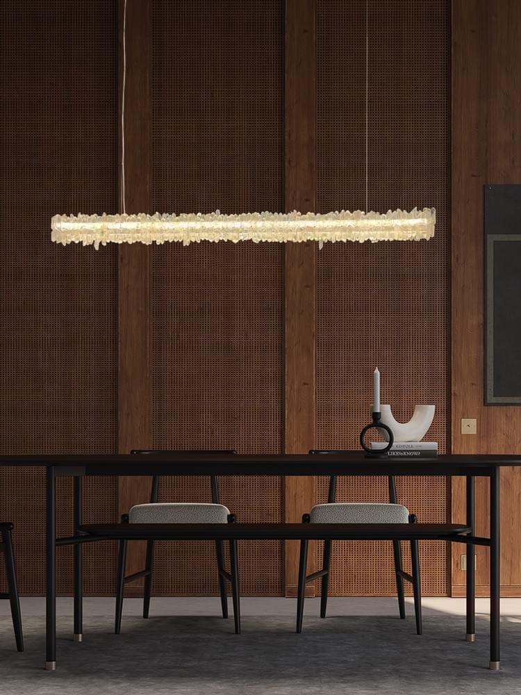 Large Modern Crystal Linear Pendant Lighti  for Kitchen Island - Adjustable Rod Fixtures