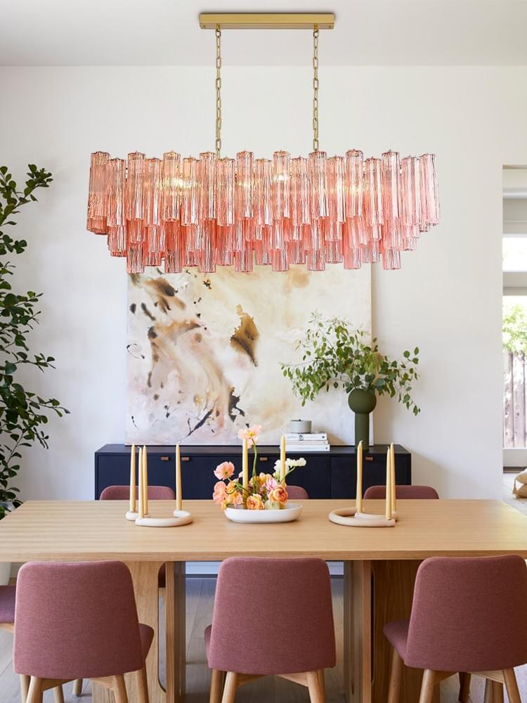 10/14/20/25 light Linear Large Murano Colorful Glass Long Chandelier with Adjustable Rod