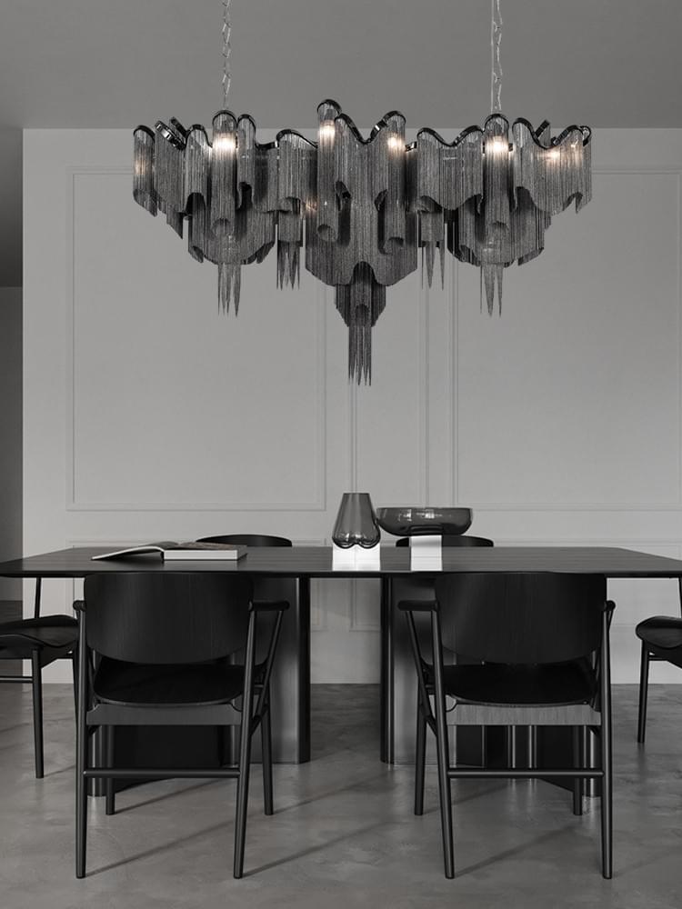 Modern Waterfall Ceiling Lamp in Nickel Gold Black Nickel for Dining Room