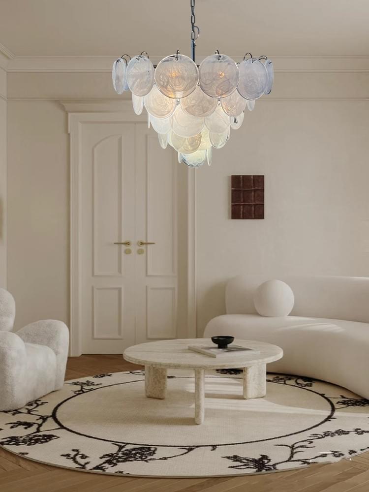 Modern Artistic Light Blue Glass Chandelier for Kitchen Island & Living Room