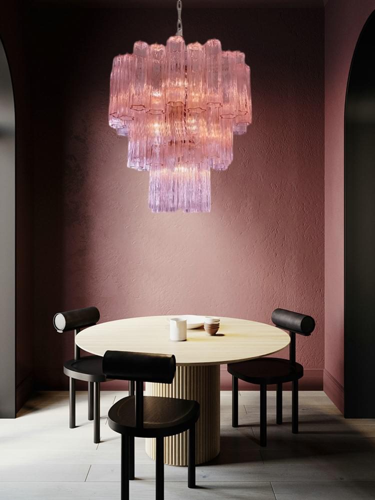 Hand-blown Murano 48 Glass Chandelier Crystal Tube Multi-Tier Ceiling Light with Adjustable Chain