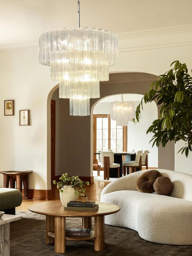 Murano 4-Tier Chandelier 78pcs Glass Crystal Ceiling Light Fixture for Luxury Dining Room