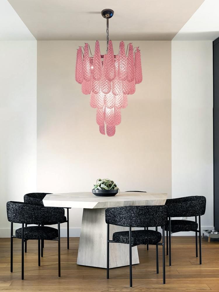 Modern Glass Chandelier - Adjustable Rod Chandelier Light Fixture for Living Room, Kitchen Island