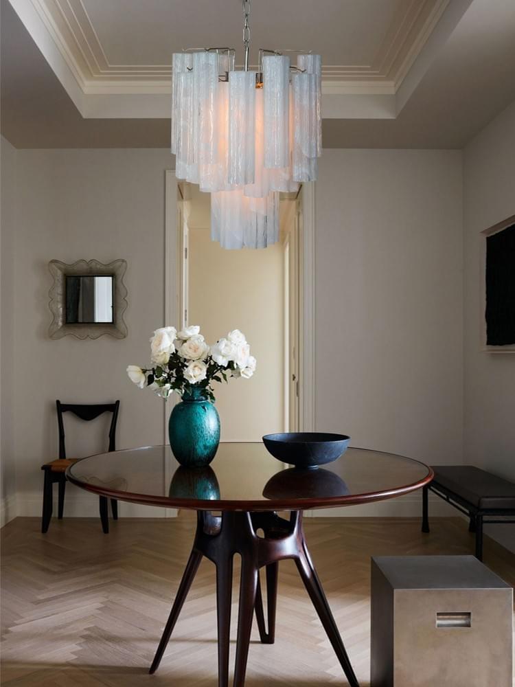 Modern Murano Crystal Pendant - 15 Handblown Glass waterfall Tubes for entrances