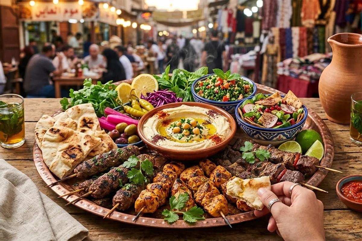Arab street food is a vibrant tapestry of bold flavors and comforting textures, blending Middle Eastern, Malay, and Southeast Asian influences. Over centuries, traditional Arab street food has evolved through trade, migration, and local customs. As you stroll through a lively food district in Singapore, you'll spot towering vertical spits of juicy, marinated chicken and lamb sizzling over open flames. You'll see vendors expertly frying fresh falafel until they're perfectly crispy and golden-brown, all made with halal ingredients that meet the standards set by the Islamic Religious Council.  These culinary traditions are deeply rooted in hospitality and rich flavors, crafted to delight every diner's palate. Even at a modest street stall or a cozy Muslim-owned shop, the food preparation feels like a performance, and the service is warm and welcoming. The focus is always on quality ingredients and authentic spices and aromatic herbs.  Whether you're enjoying a warm, garlic-infused shawarma wrap or indulging in a sweet, syrupy slice of freshly baked baklava, knafeh, or kunafa topped with cheese, each bite tells a story of community and tradition..  Why the Arab Street Food Experience Matters in Halal Restaurants