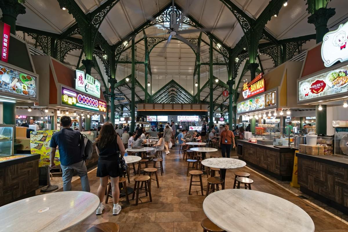 Hawker stalls standing next to one another, symbolizing its sense of community.