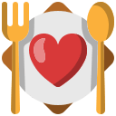 Plate with spoon and fork icon
