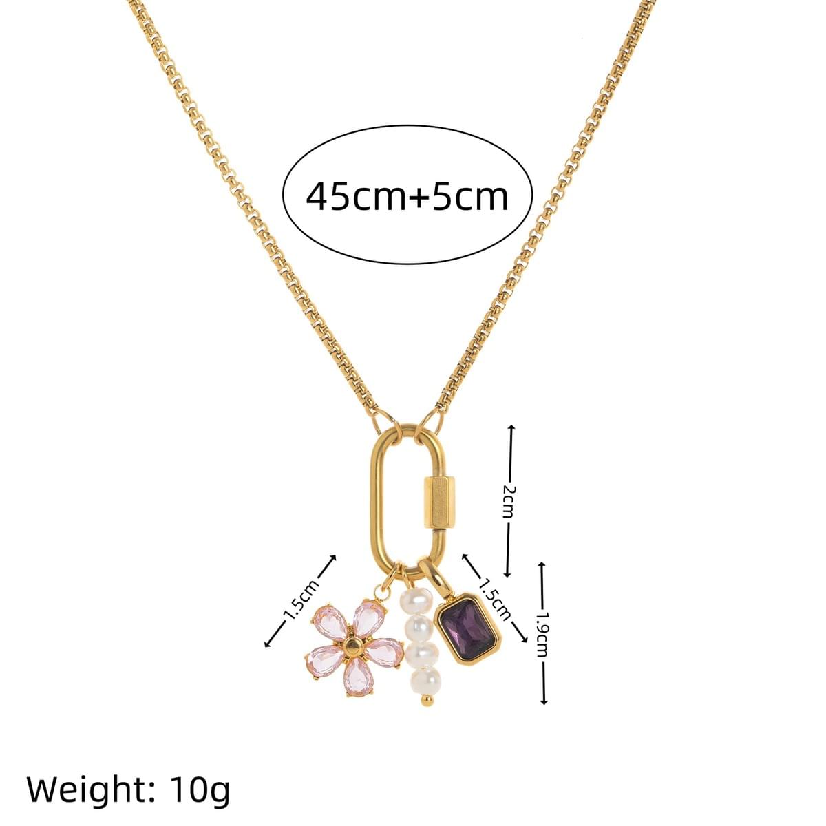 BeeS05-Wholesale Birthstone Pendant DIY Accessories Necklace - Gold Plated Basic Chain 