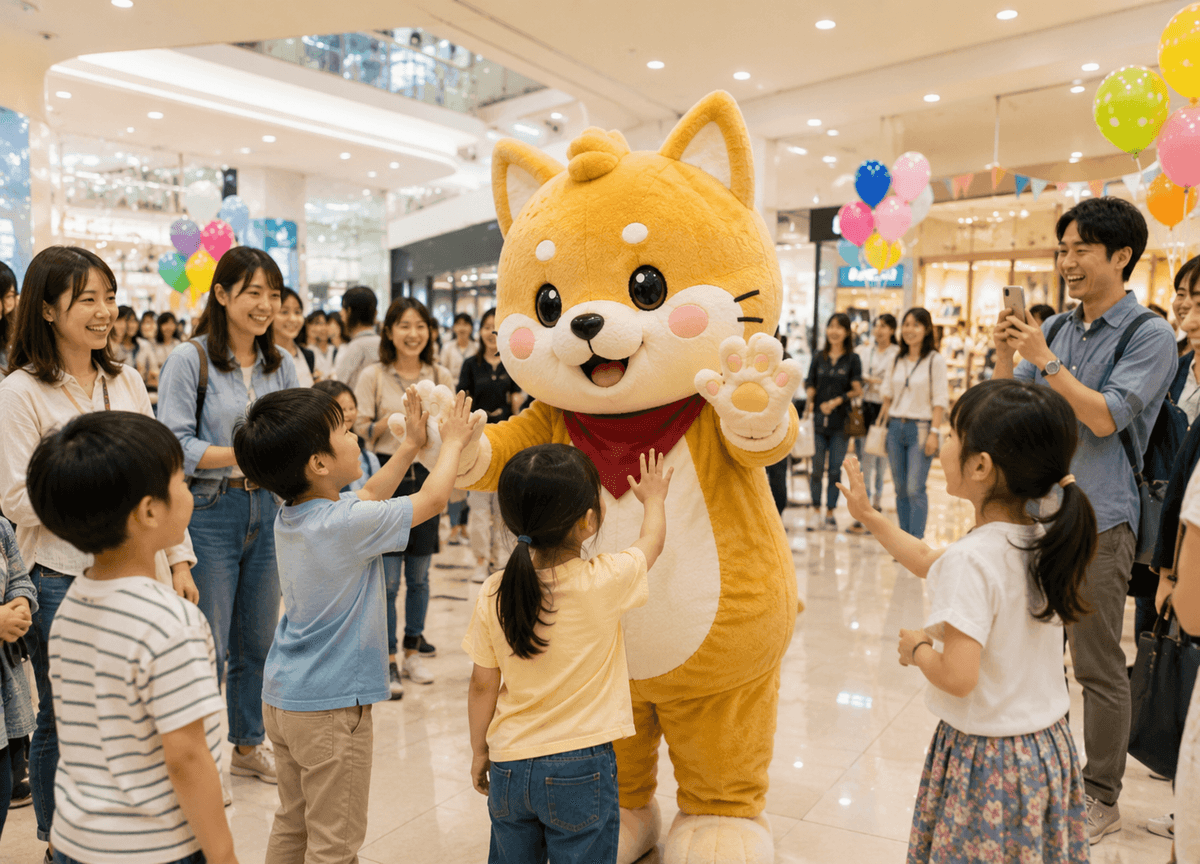 【企業マスコット】企業理念やブランドイメージを表現するオリジナル着ぐるみを製作します。 展示会や受付、周年イベントなど、企業の顔として幅広く活躍します。