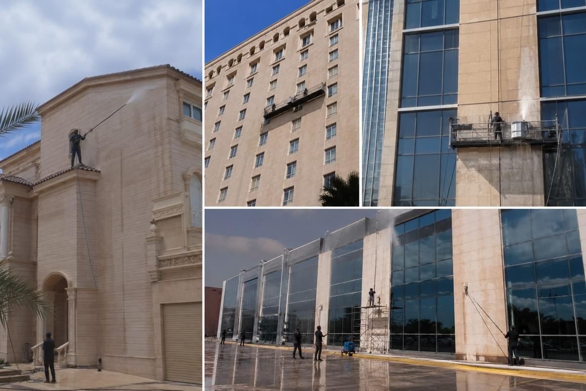 غسيل وتنظيف واجهات حجر طبيعي وصناعي للمباني السكنية والتجارية بالرياض
