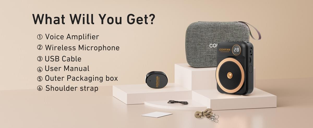 Voice Amplifier for Teachers with Wireless Lavalier Lapel Microphone Portable Bluetooth Microphone 