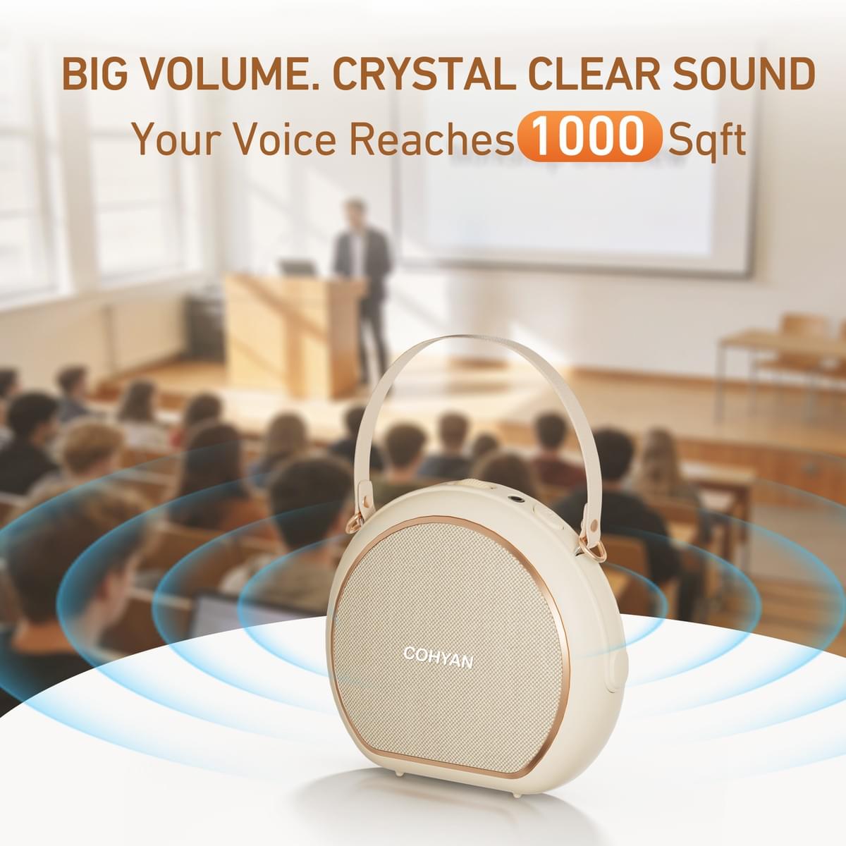 COHYAN K31 Wireless Voice Amplifier | Dual Wireless Lapel Mics | 30H 4500mAh 