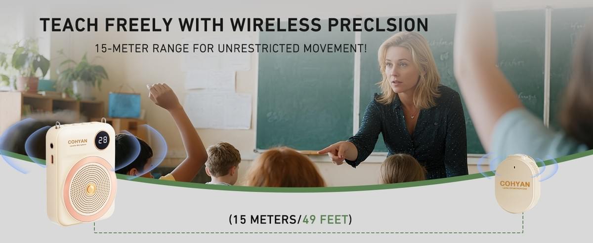 COHYAN K28 Voice Amplifier Wireless  Lapel Microphone,Lavalier Microphone,Magnetic Attraction 