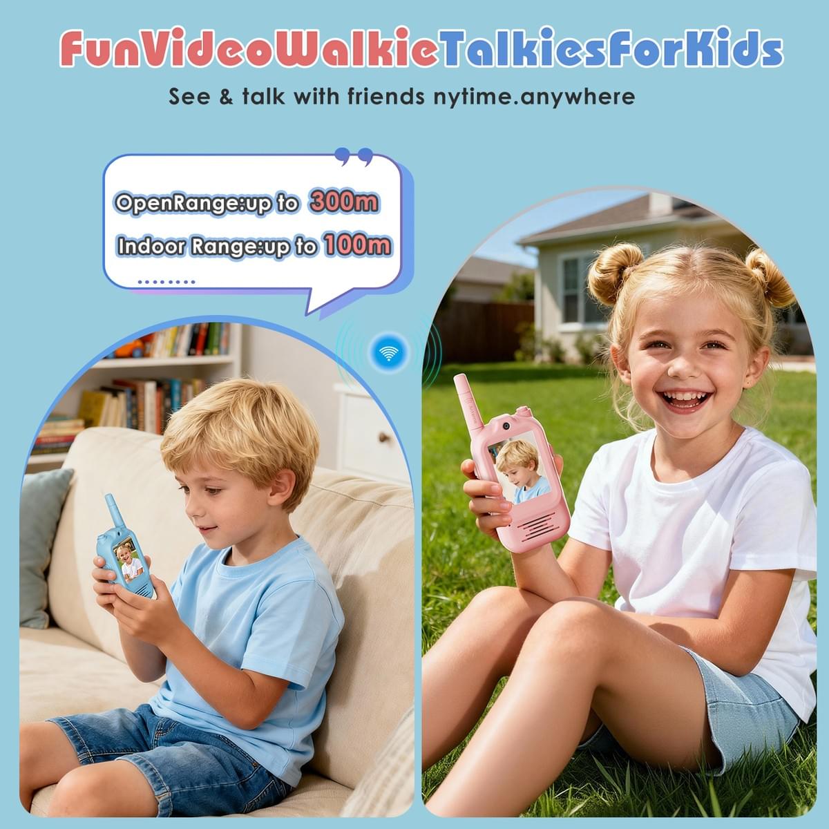  Antenna Video Walkie Talkie Toys for Boys Girls 2 Pack Rechargeable Walkie Talkies with ScreenLong 