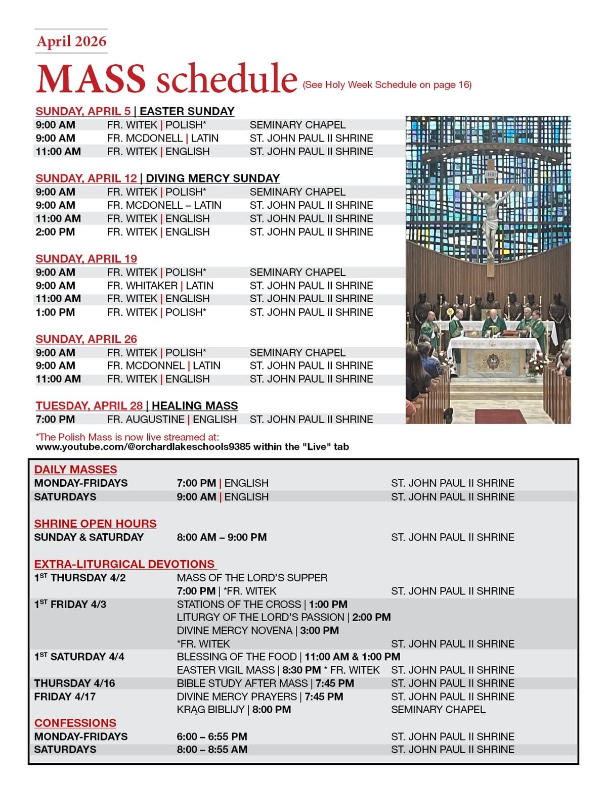 September 2025 - Mass Schedule