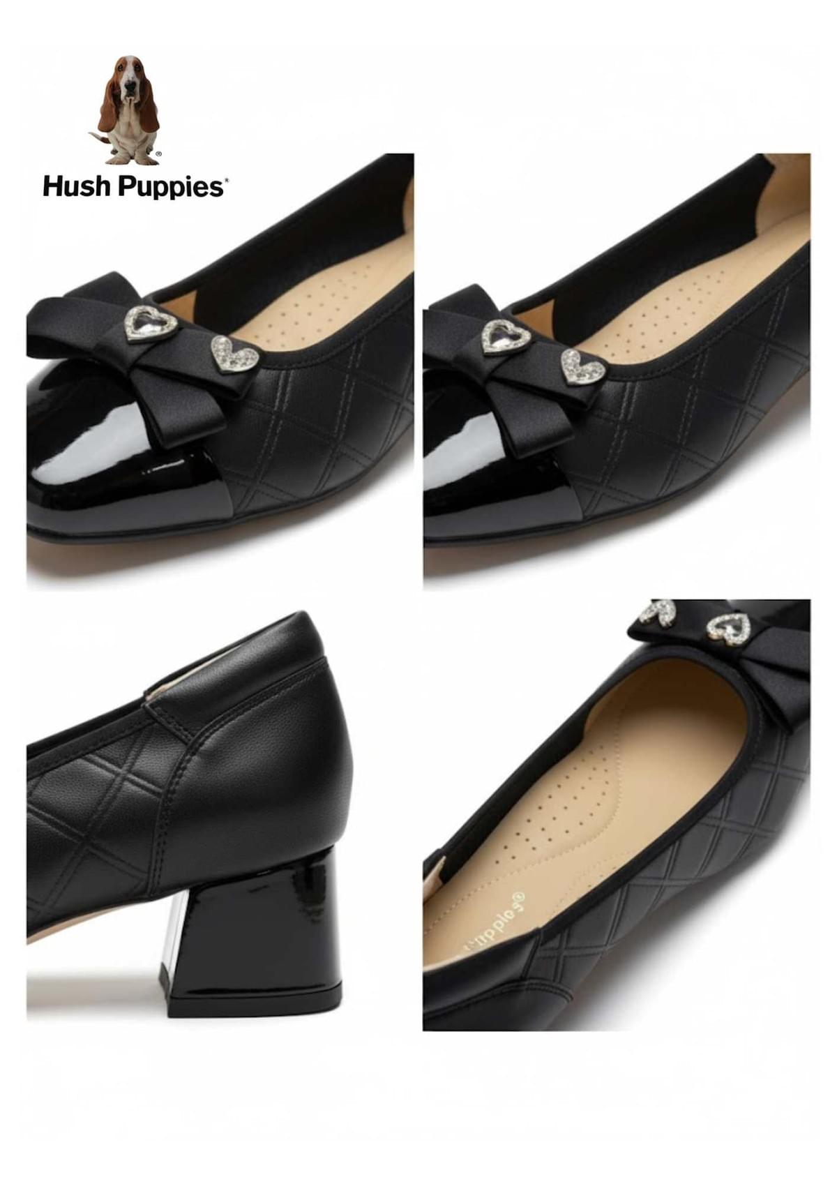 Hush Puppies 蝴蝶心金屬女低跟鞋