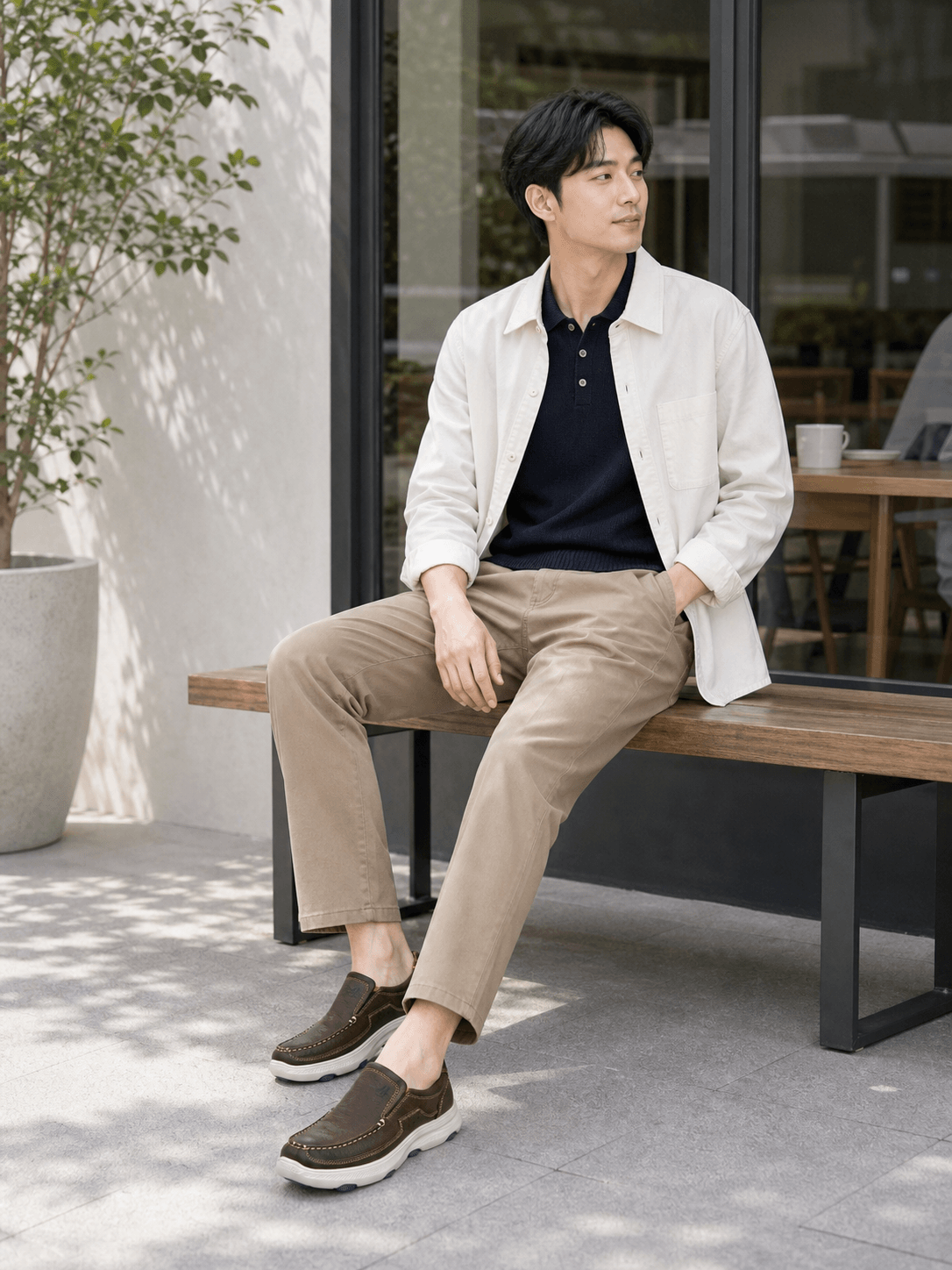 Hush Puppies 深棕皮革莫卡休閒鞋