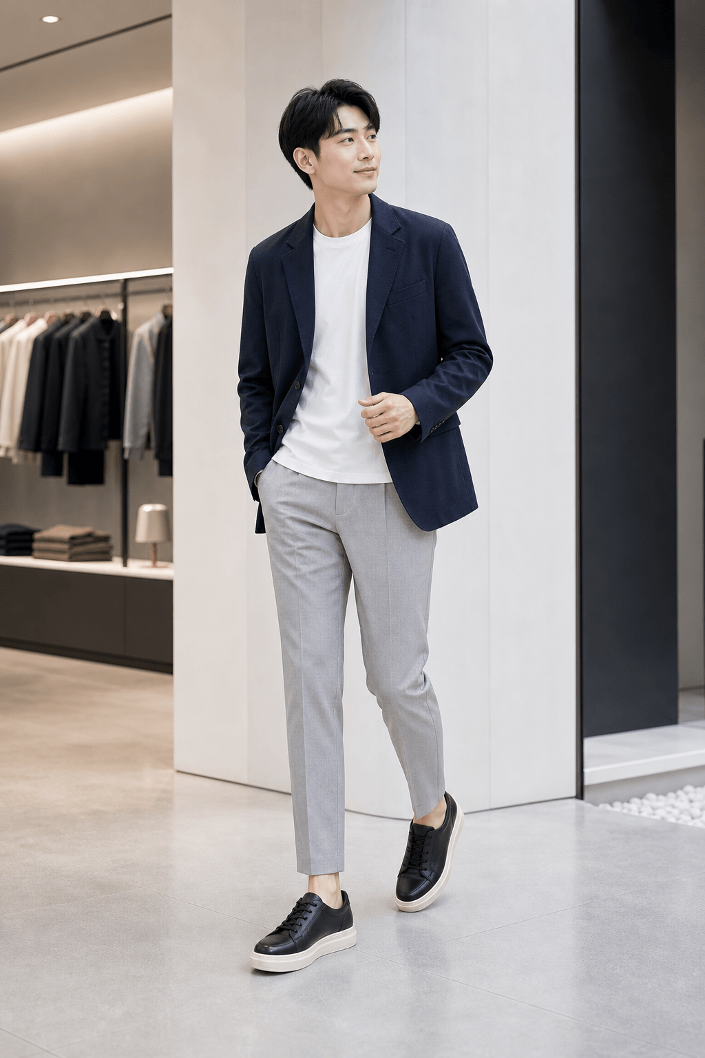 Hush Puppies 黑色皮革厚底休閒鞋