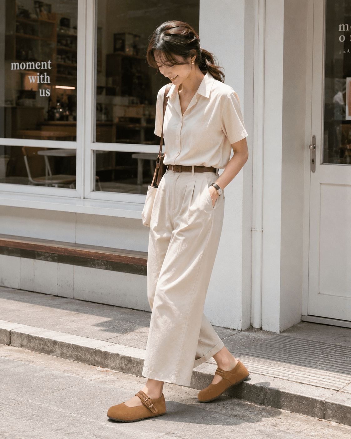Hush Puppies 棕色絨感扣帶休閒鞋