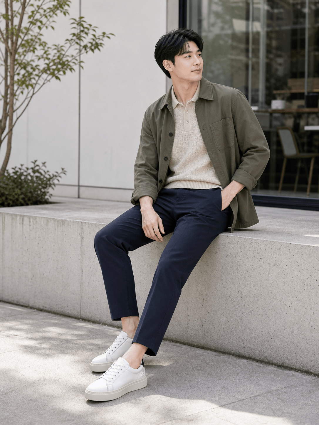 Hush Puppies 白色皮革厚底休閒鞋