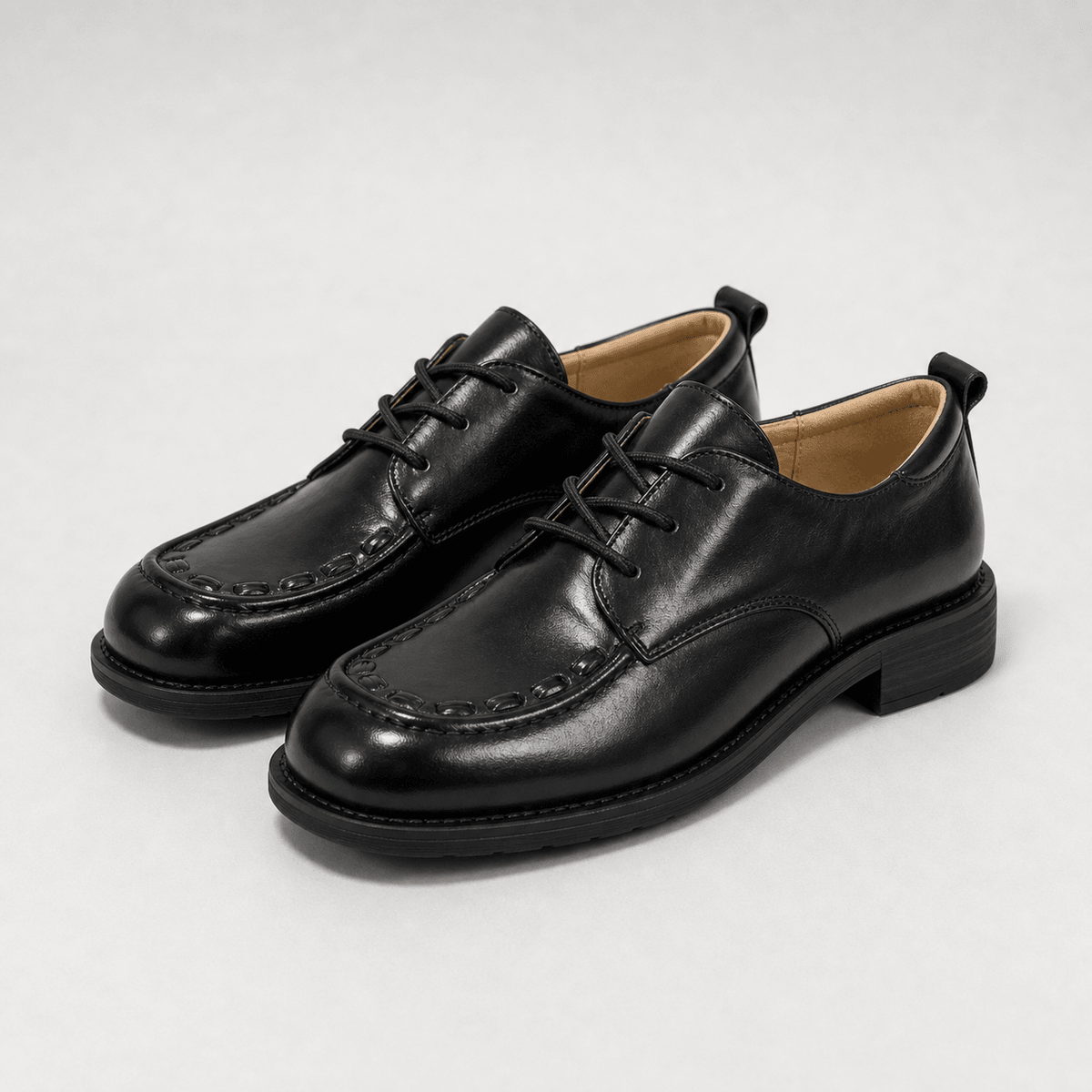 Hush Puppies 黑色亮面厚底樂福鞋