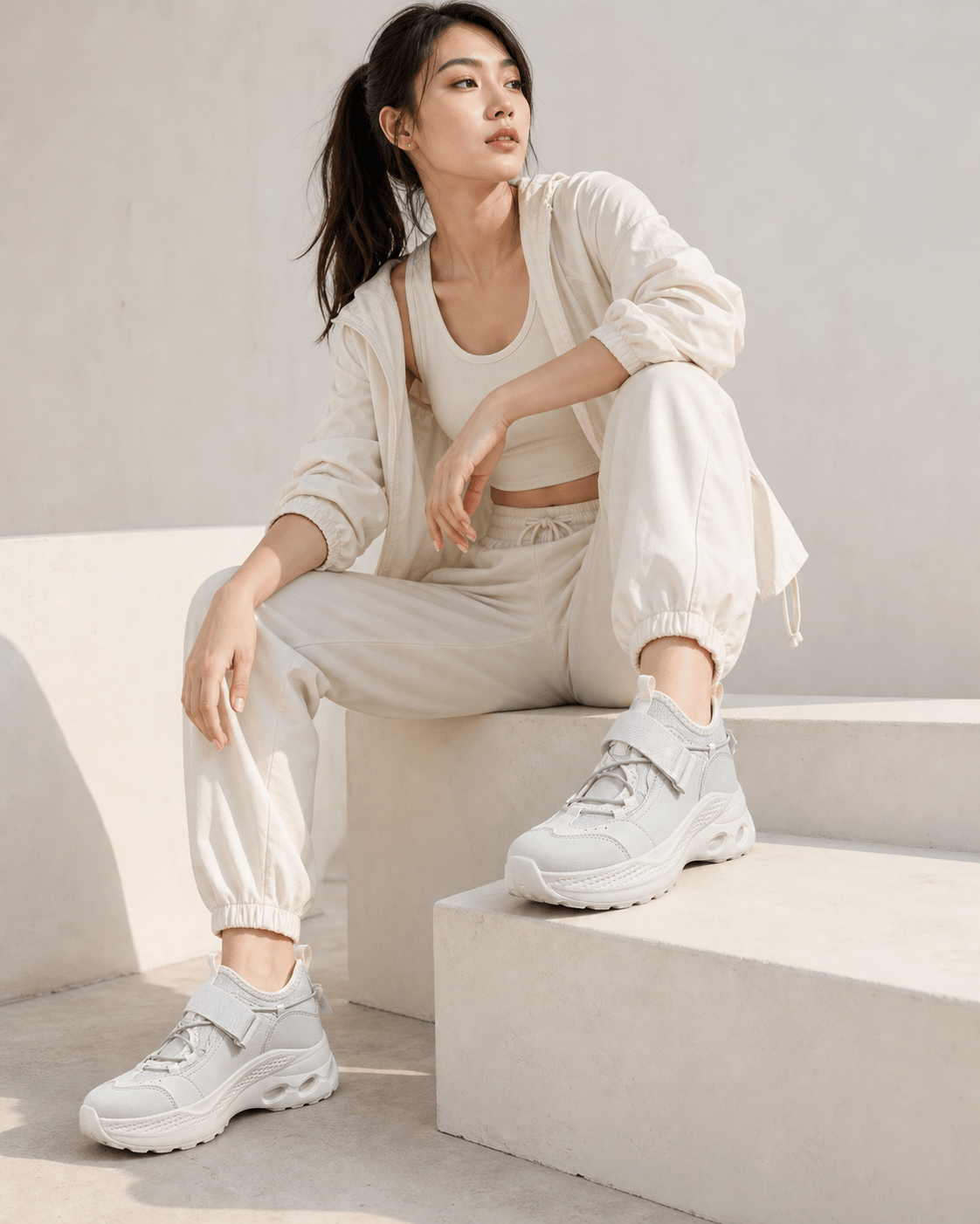 Hush Puppies 白色厚底機能休閒鞋