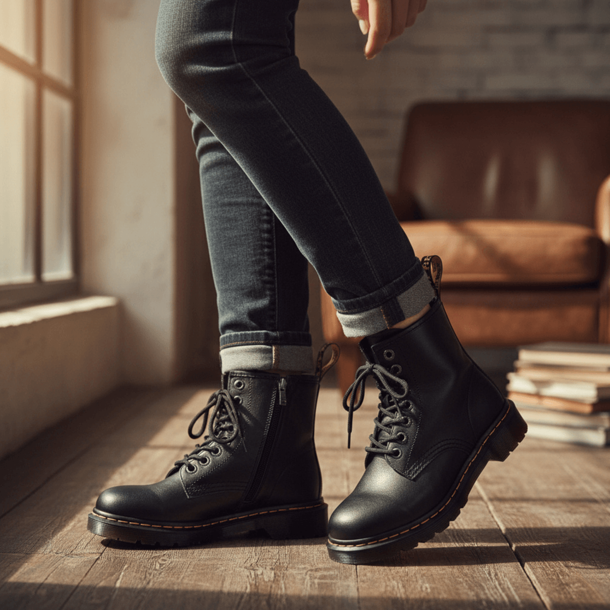  Hush Puppies 全真皮氣墊馬汀靴