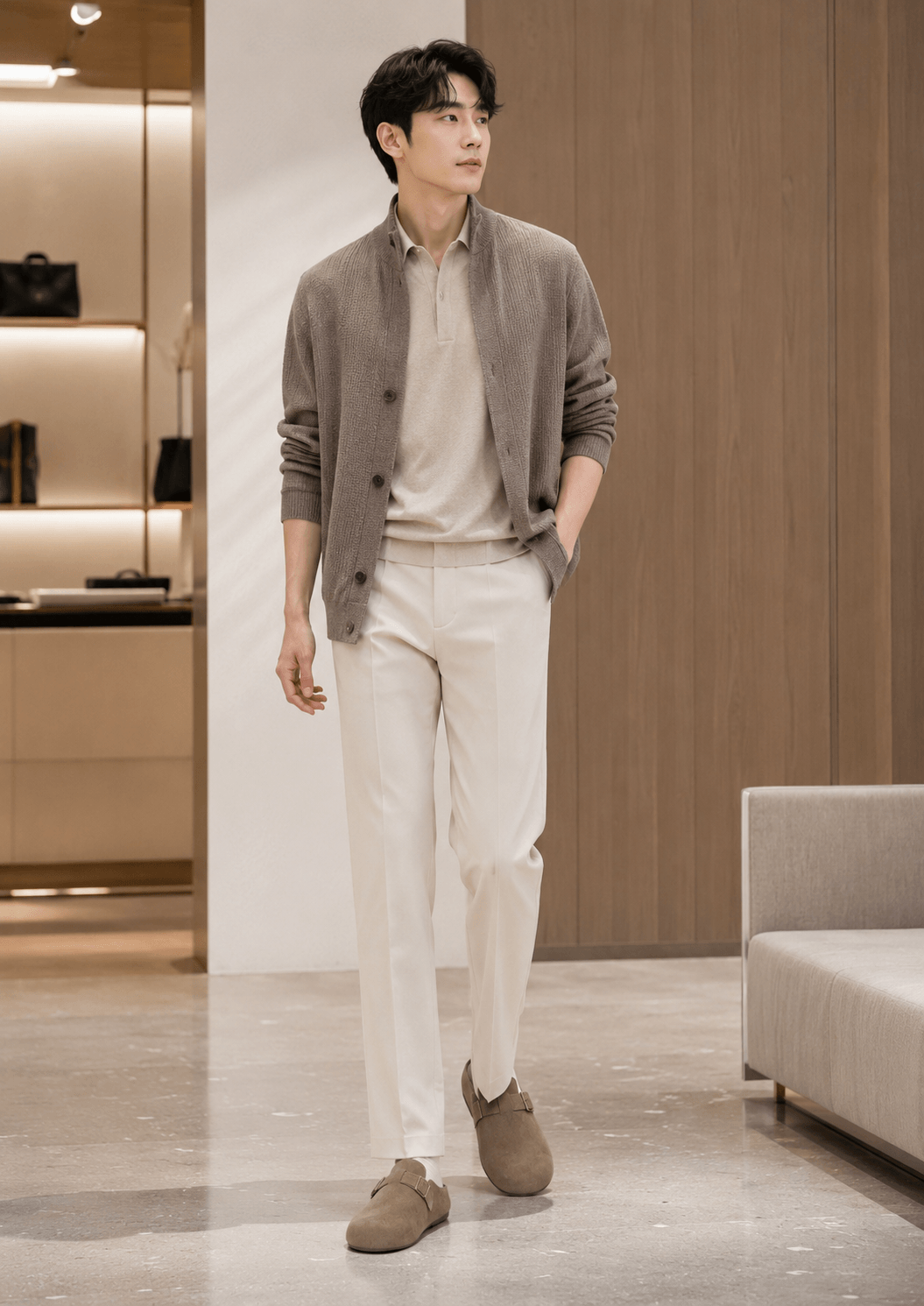 Hush Puppies 灰色絨感休閒懶人鞋