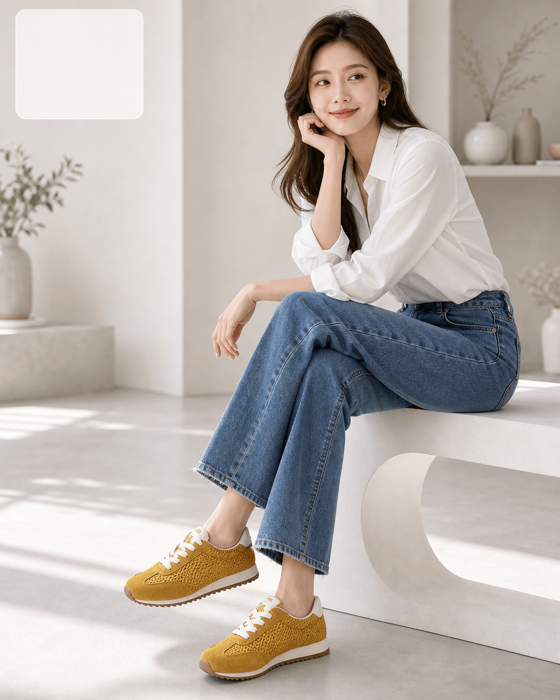 Hush Puppies 芥黃絨感復古休閒鞋