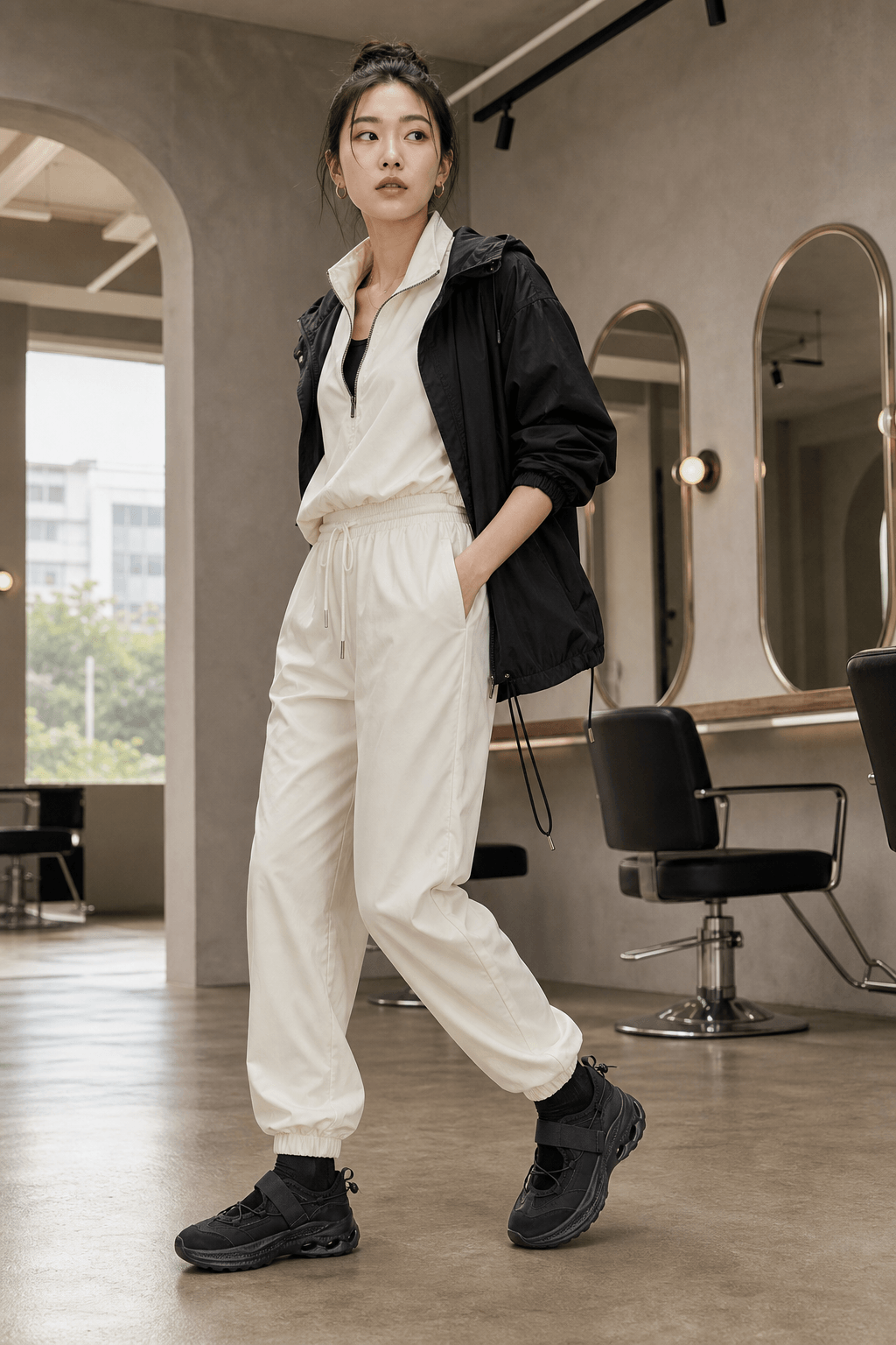 Hush Puppies 黑色厚底機能休閒鞋