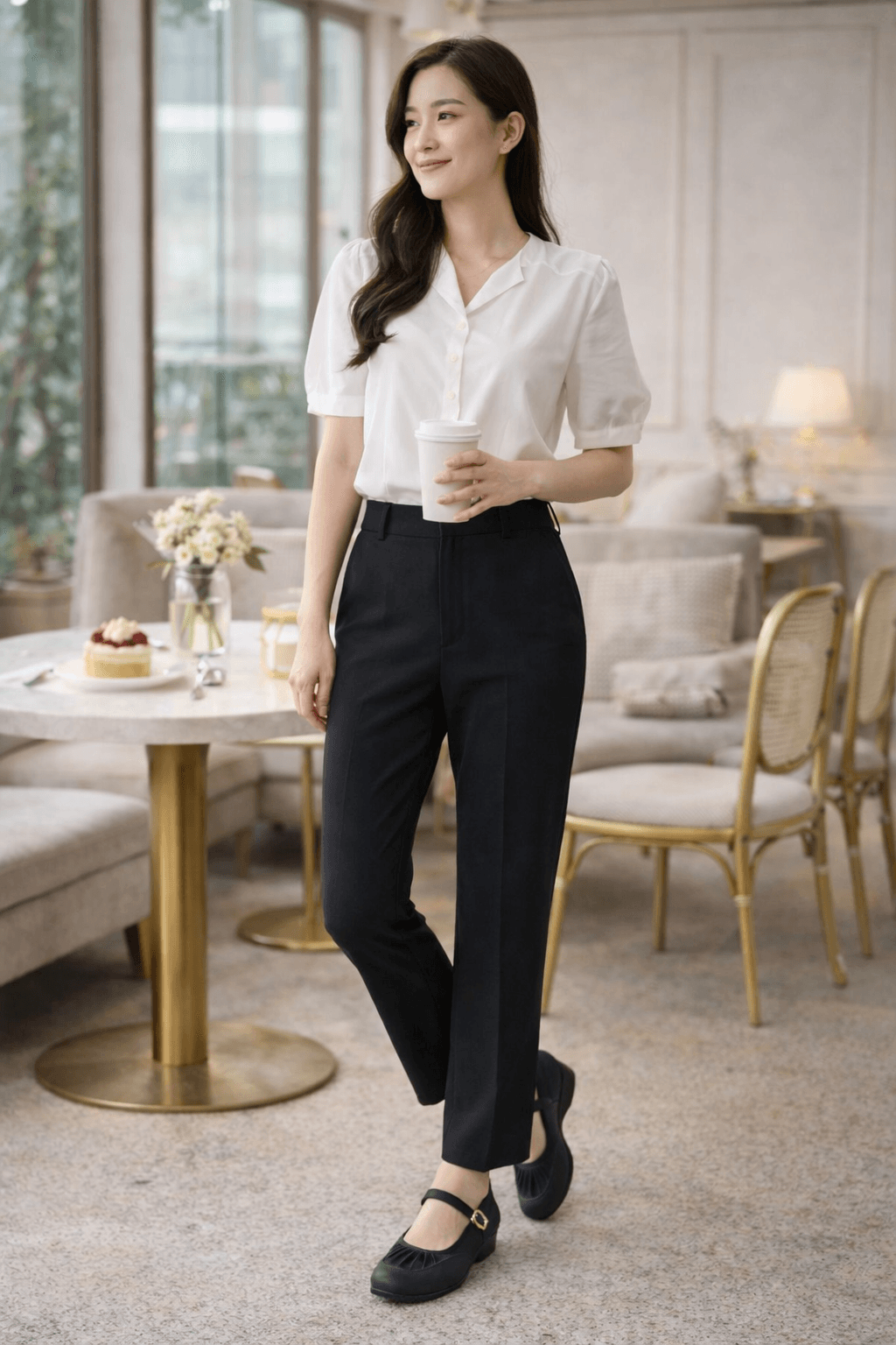 Hush Puppies 都會微光瑪莉珍楔型鞋（曜石黑）