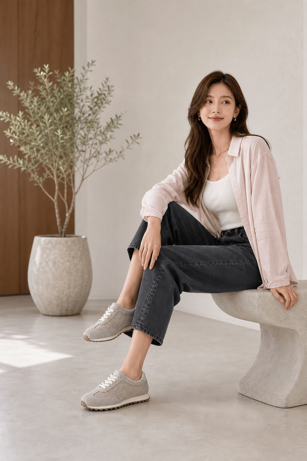 Hush Puppies 淺灰絨感復古休閒鞋