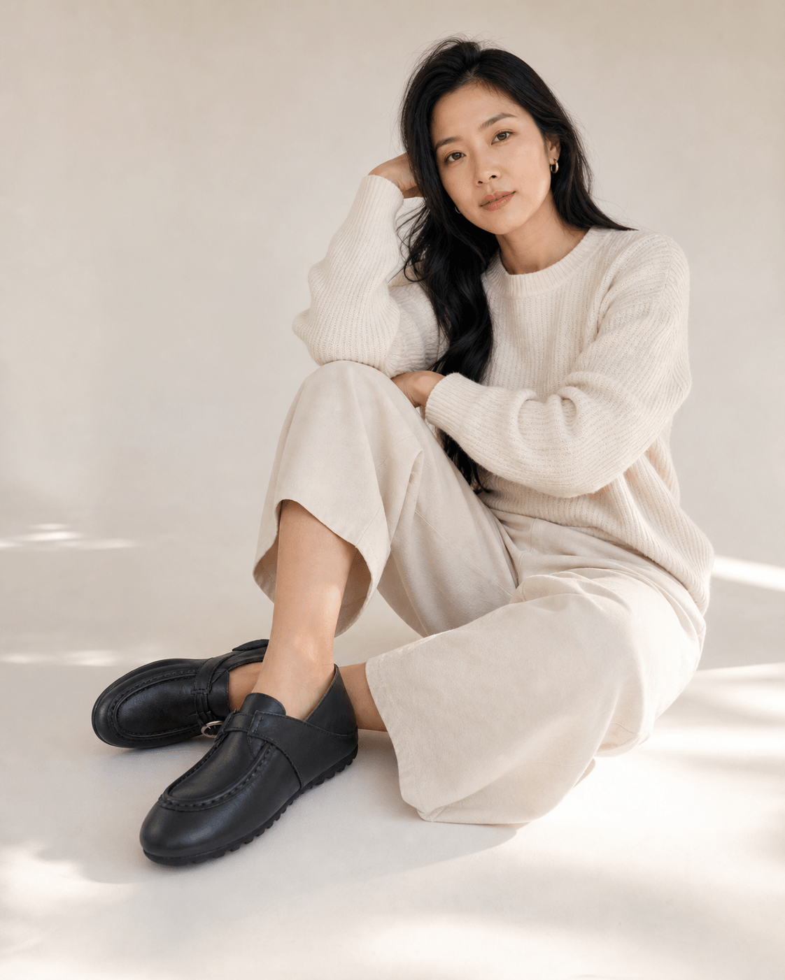 Hush Puppies 黑色方扣樂福鞋