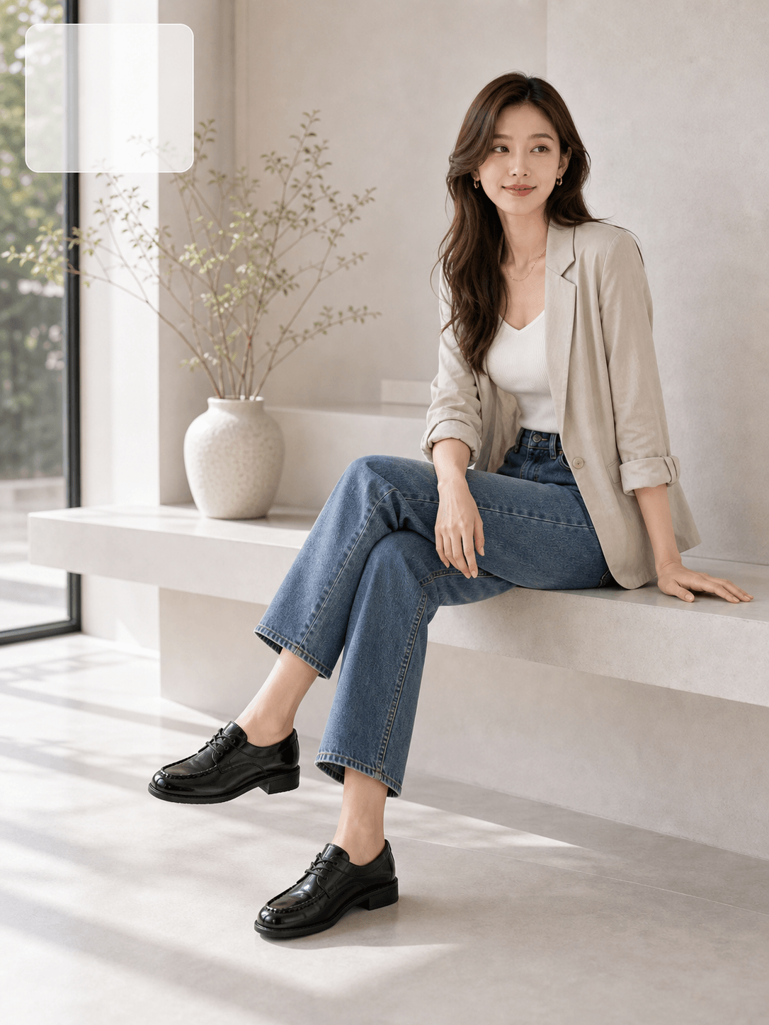 Hush Puppies 黑色亮面厚底樂福鞋