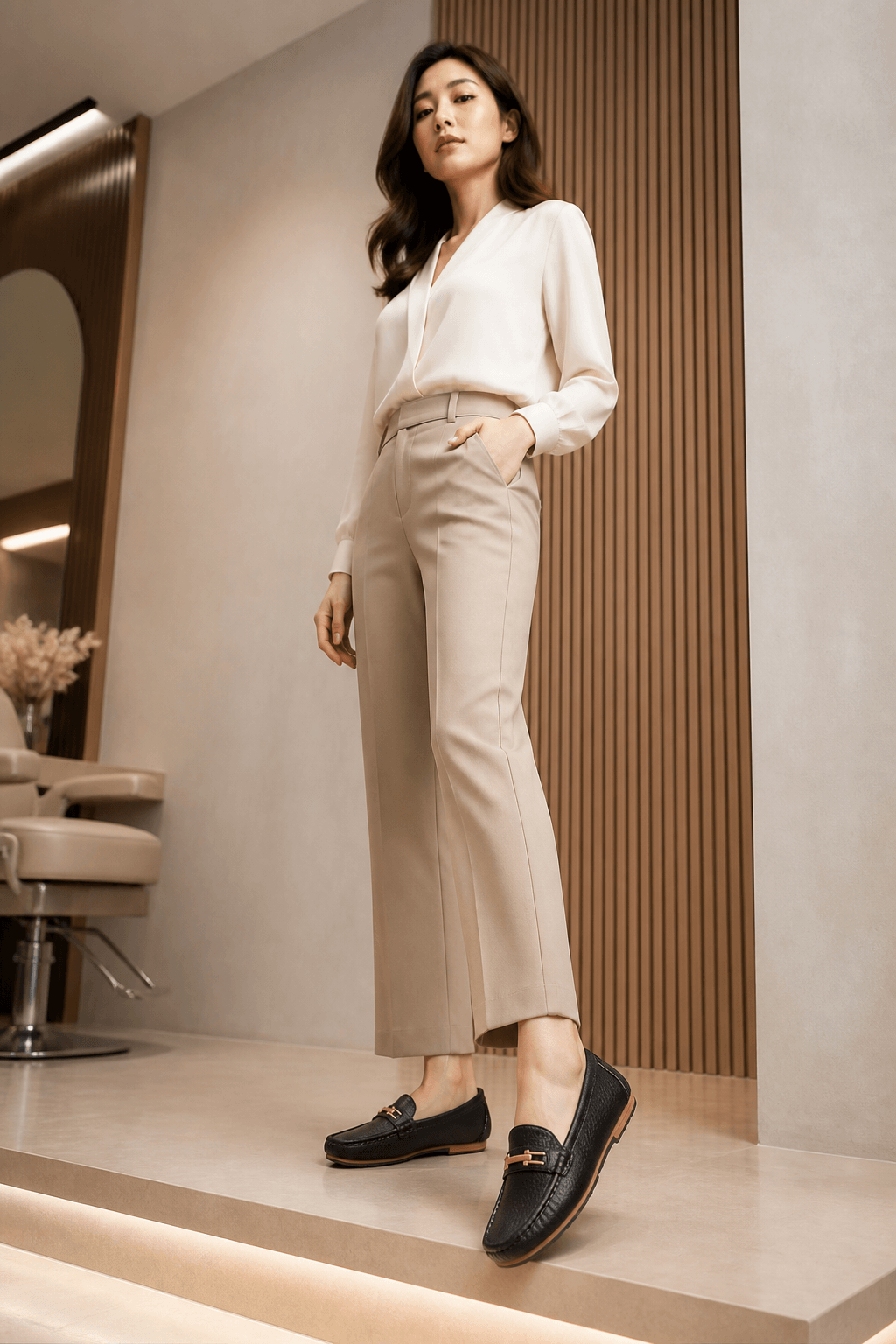 Hush Puppies 女款質感豆豆樂福鞋