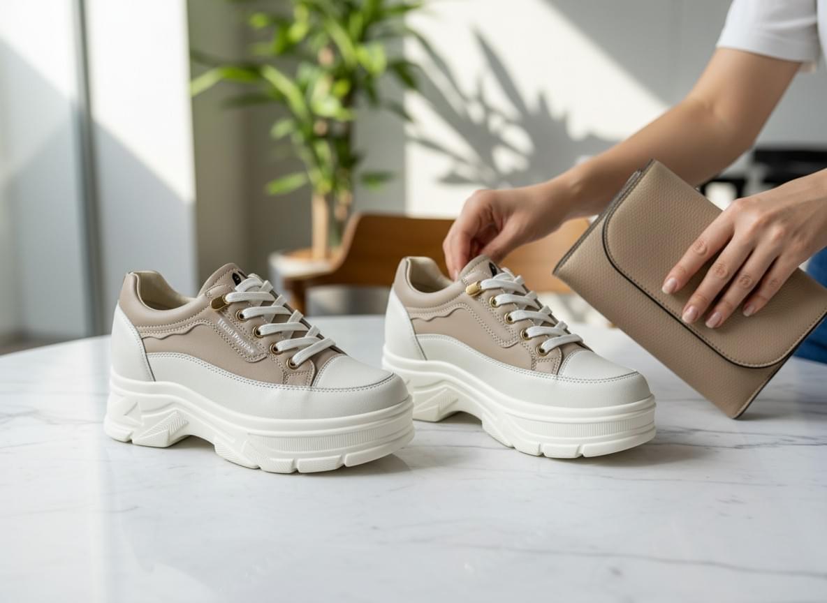 Hush Puppies 真皮拼接厚底休閒鞋