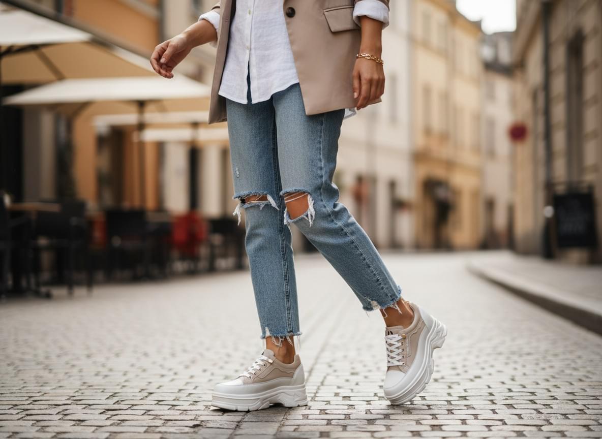 Hush Puppies 真皮拼接厚底休閒鞋