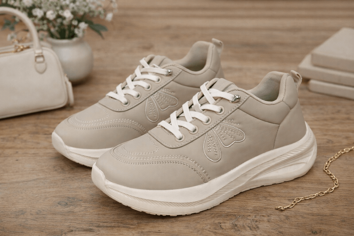 Hush Puppies 奶杏蝶影厚底休閒鞋