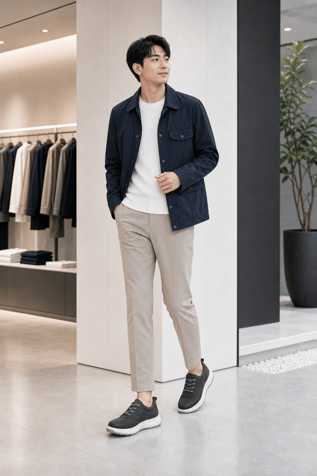 Hush Puppies 灰黑拼接厚底休閒鞋