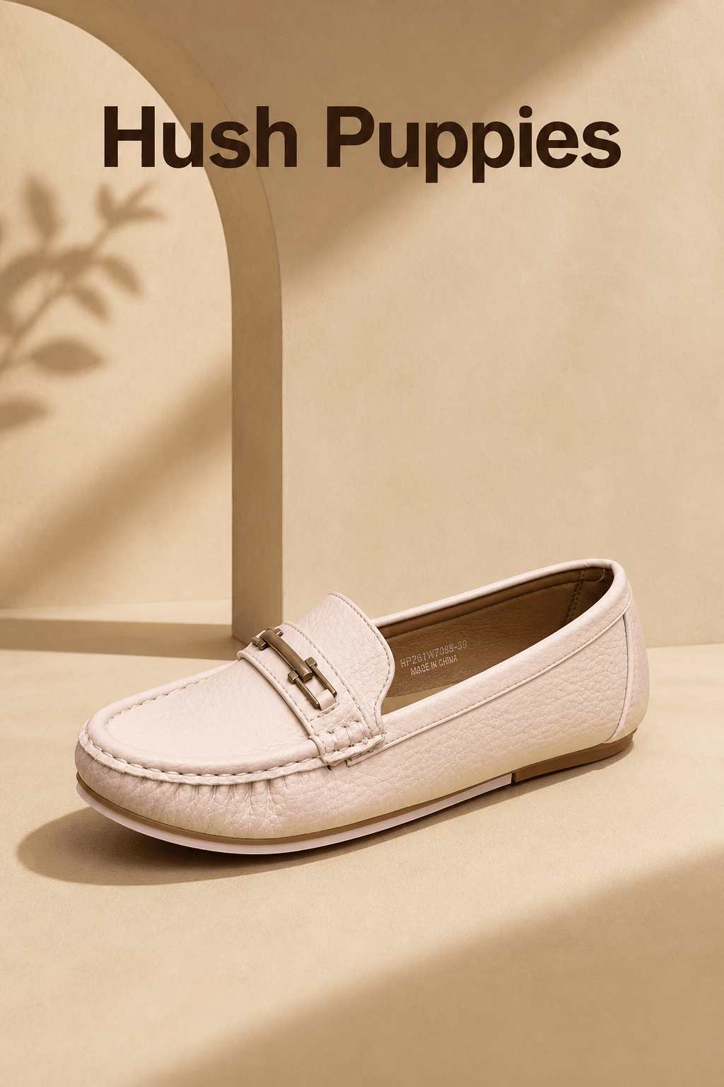 Hush Puppies 女款柔粉豆豆樂福鞋