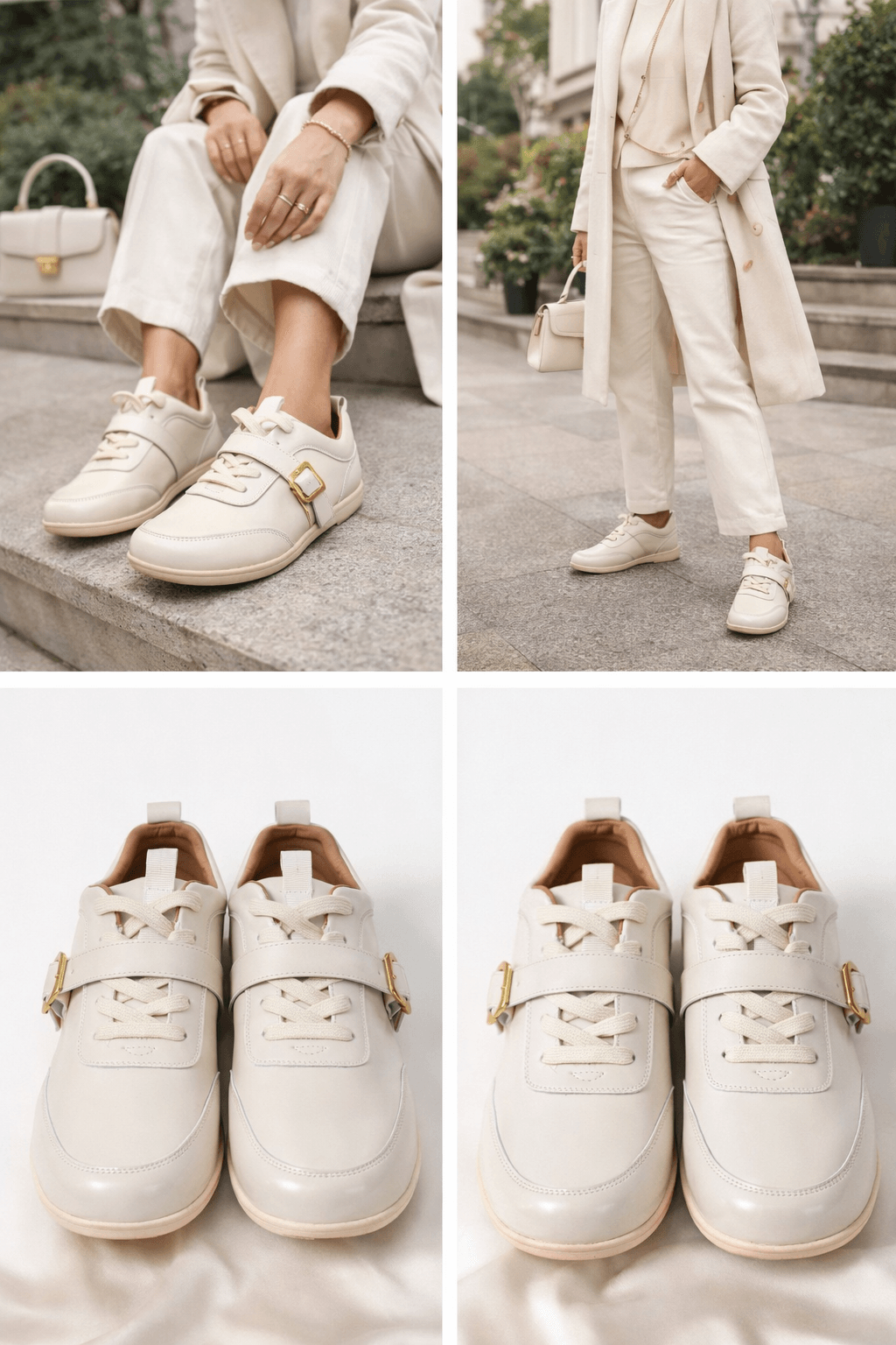 Hush Puppies 牛皮設計休閒鞋 (奶油色)