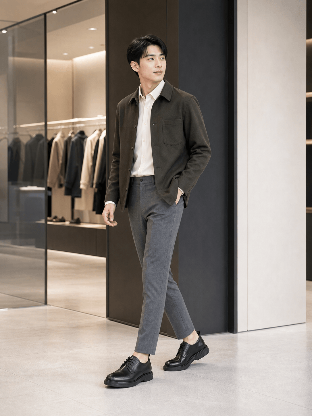 Hush Puppies 黑色皮革素面德比鞋