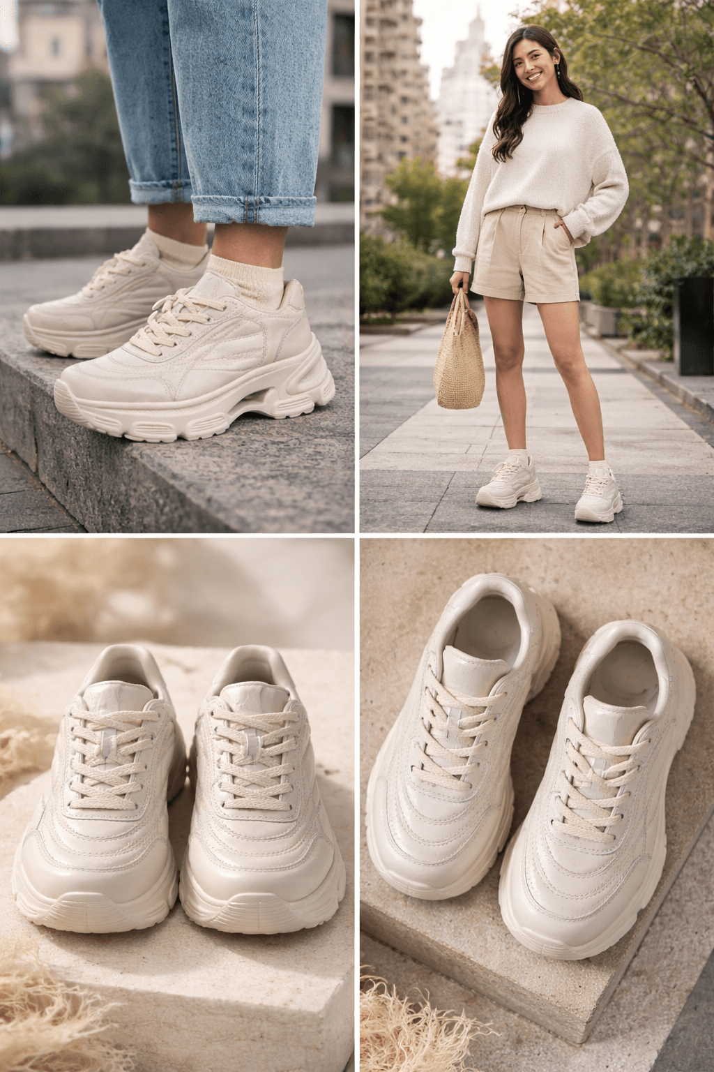 Hush Puppies 韓系厚底運動休閒鞋（奶油杏）