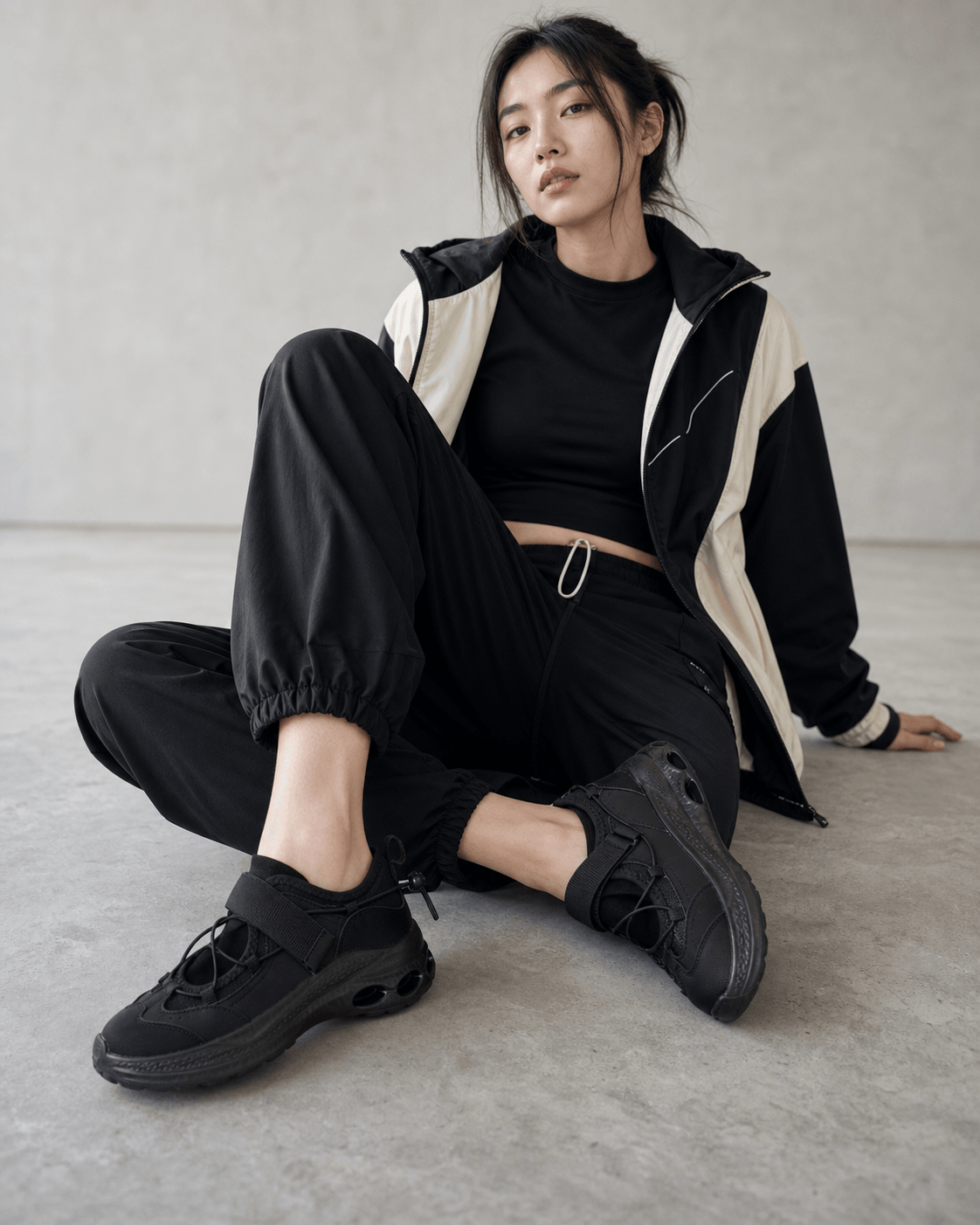 Hush Puppies 黑色厚底機能休閒鞋